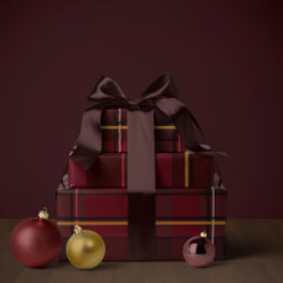 シンプルなクリスマスのクラシック柄 ラッピングペーパー