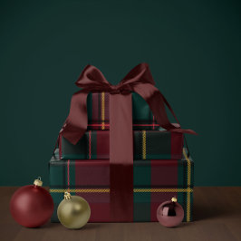 シンプルなクリスマスのチェック柄のデザイン ラッピングペーパー