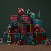 シンプルなクリスマスのチェック柄のデザイン ラッピングペーパー