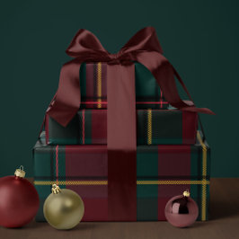 シンプルなクリスマスのチェック柄のデザイン ラッピングペーパー