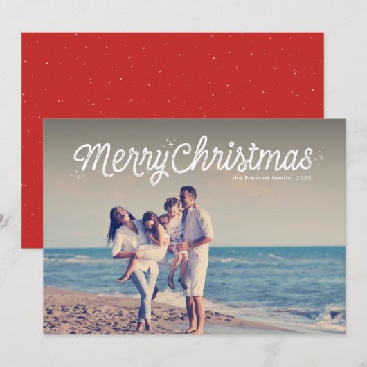 シンプルなクリスマスのフォトカード シーズンカード (正面/裏面)