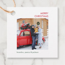 シンプルなクリスマスのフォトカード フェイバータグ