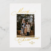 シンプルなクリスマスのモダンな写真 箔シーズンカード (正面)