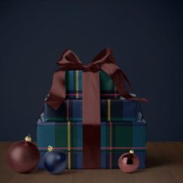 シンプルなクリスマスの伝統的なチェック柄 ラッピングペーパー
