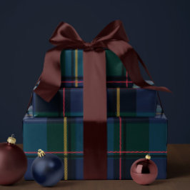 シンプルなクリスマスの伝統的なチェック柄 ラッピングペーパー