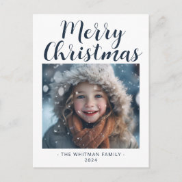 シンプルなクリスマスの写真 モダン ホワイト シーズンポストカード
