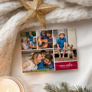 シンプルなクリスマスの温かい願い4枚の写真コラージュ ポストカード