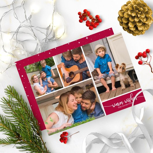 シンプルなクリスマスの温かい願い 4枚の写真コラージュ 招待状