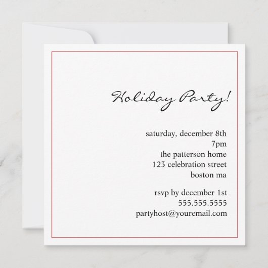 シンプルなクリスマスの照明の木のパーティの招待状 招待状 (裏面)