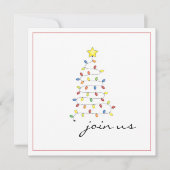 シンプルなクリスマスの照明の木のパーティの招待状 招待状 (正面)