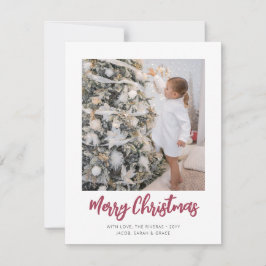 シンプルなクリスマスの赤い手描きスクリプトの写真2枚デザイン シーズンカード