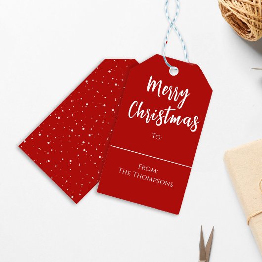 シンプルなクリスマスの赤い文字のカスタムデザイン ギフトタグ