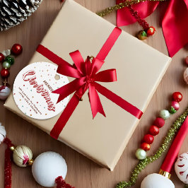 シンプルなクリスマスの赤と白のカラフルな星 フェイバータグ