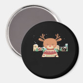 シンプルなクリスマスの鹿のミニマルデザイン マグネット (正面/裏面)