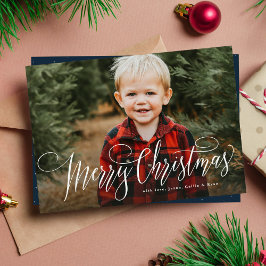シンプルなクリスマスカード ネイビーブルー 1枚の写真 シーズンカード