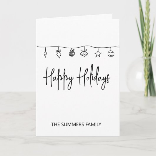 シンプルなクリスマスカード ミニマル ドゥードル カード (正面)