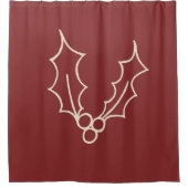 シンプルなクリスマスコレクション – ホリー シャワーカーテン (正面)