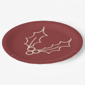 シンプルなクリスマスコレクション – ホリー ペーパープレート (アングル)