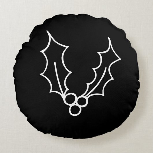 シンプルなクリスマスコレクション – ホリー ラウンドクッション (正面)