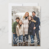 シンプルなクリスマススクリプトの赤い2枚の写真入り シーズンカード (正面)