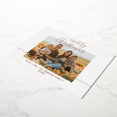 シンプルなクリスマススクリプトファミリーフォト 箔シーズンカード (回転した状態)