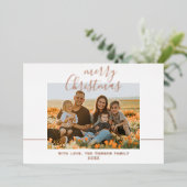 シンプルなクリスマススクリプトファミリーフォト 箔シーズンカード (立ち正面)