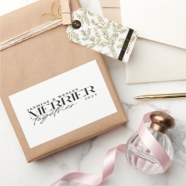 シンプルなクリスマスツリーとふたりのウェディング 長方形シール