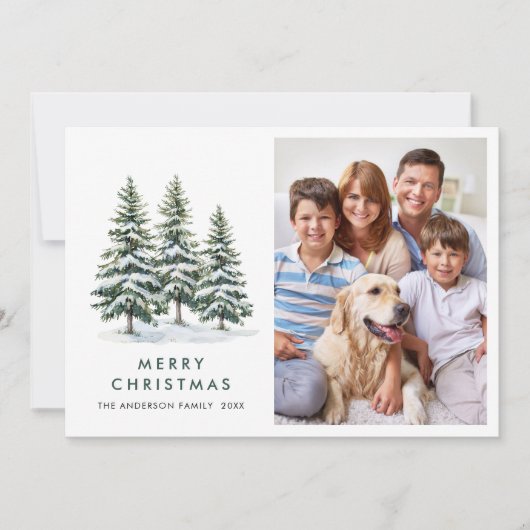 シンプルなクリスマスツリーのグリーティング(写真2枚) シーズンカード (正面)