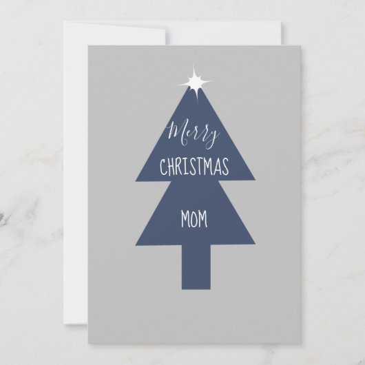 シンプルなクリスマスツリーのブルーグレーカード 招待状 (正面)