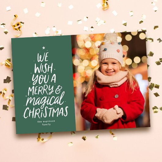 シンプルなクリスマスツリーの楽しい写真 シーズンカード