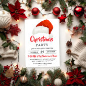 シンプルなクリスマスパーティーのサンタ帽 招待状