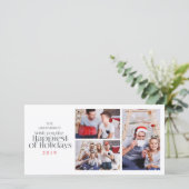 シンプルなクリスマスホリデー ホワイト 3フレーム フォトカード シーズンカード (スタンド正面)