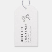 シンプルなクリスマスリボン ブラック＆ホワイト パーソナライズ ギフトタグ (裏面)