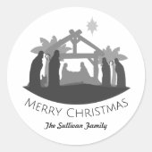 シンプルなクリスマス降誕のセレモニー ラウンドシール (正面)