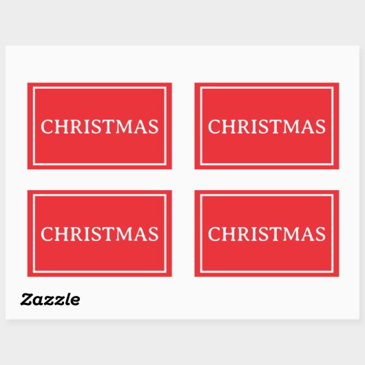 シンプルなクリスマス 赤文字 長方形シール (シート)