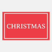 シンプルなクリスマス 赤文字 長方形シール (正面)