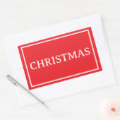 シンプルなクリスマス 赤文字 長方形シール (封筒)