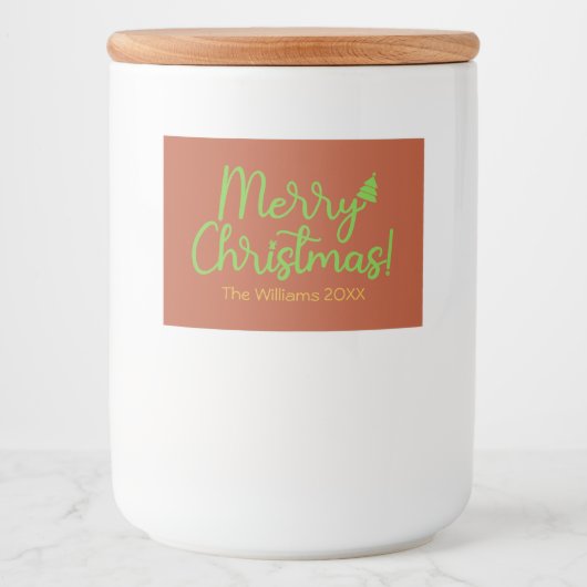 シンプルなクリスマス　赤茶色 フードラベル (正面)