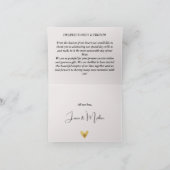 シンプルなクリーム色のゴールドハートウェディングサンクスカード サンキューカード (内部)