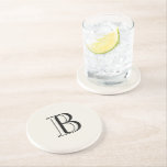 シンプルなクリーム＆ブラック モノグラム クリーム コースター<br><div class="desc">クリームとブラックのモノグラム  クリーム色の背景の石のプレート。モノグラムのギフト。</div>