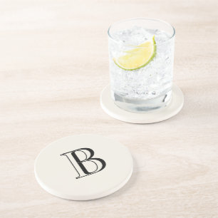 シンプルなクリーム＆ブラック モノグラム クリーム コースター