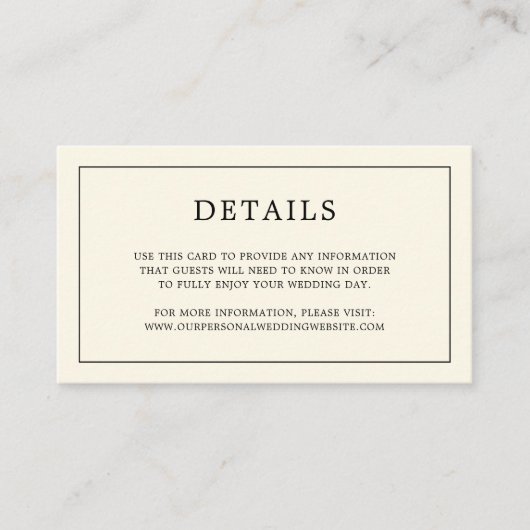 シンプルなクリーム モノグラム エレガント ウェディング エンクロージャーカード (正面)