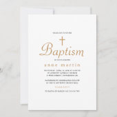 シンプルなクロス ミニマル 洗礼 招待状 (正面)
