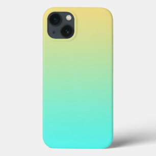 シンプルなグラデーション パステルイエロー ターコイズ iPhone 13ケース