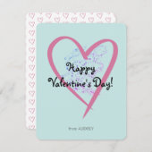 シンプルなグリッター教室バレンタインデー ノートカード (正面/裏面)