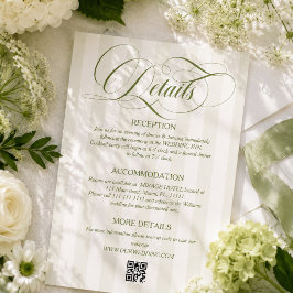 シンプルなグリーンのストライプの結婚式の詳細 エンクロージャーカード