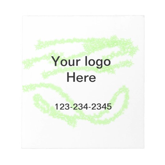 シンプルなグリーンのスパークルグリッターにロゴ番号を追加 ノートパッド (正面)