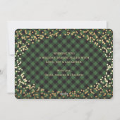 シンプルなグリーンのチェック柄のゴールドのクリスマスカード シーズンカード (裏面)