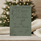 シンプルなグリーンのヴィンテージクリスマスカード シーズンカード