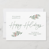 シンプルなグリーンの葉 ビジネス シーズンカード (正面)